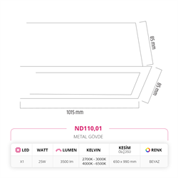 Nevo 100 Cm Sıva Altı Linear Armatür Beyaz ND110