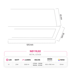 Nevo 100 Cm Sıva Altı Linear Armatür Siyah ND110