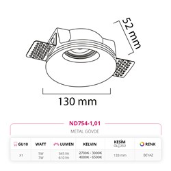 Nevo Sıva Altı Trimless Spot Beyaz ND754-1