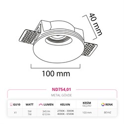 Nevo Sıva Altı Trimless Spot Beyaz ND754