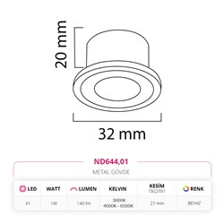 Nevo Sıva Altı Yıldız Spot Beyaz ND644