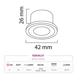 Nevo Sıva Altı Yıldız Spot Beyaz ND646