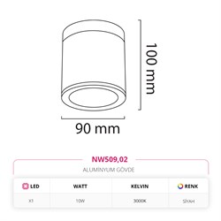 Nevo Sıva Üstü Dış Mekan Led Spot Siyah NW509
