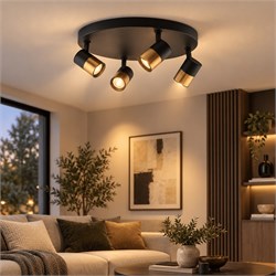 Nevo Sıva Üstü Dörtlü Led Spot Siyah Eskitme NS169-4
