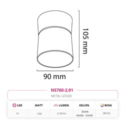 Nevo Sıva Üstü Hareketli Led Spot Beyaz NS760-2