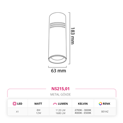 Nevo Sıva Üstü Led Spot Beyaz NS215