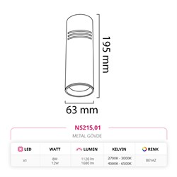 Nevo Sıva Üstü Led Spot Beyaz NS215