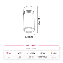 Nevo Sıva Üstü Led Spot Beyaz NS216