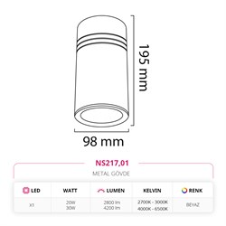 Nevo Sıva Üstü Led Spot Beyaz NS217