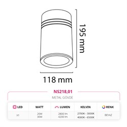 Nevo Sıva Üstü Led Spot Beyaz NS218