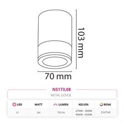 Nevo Sıva Üstü LED Spot Eskitme NS173