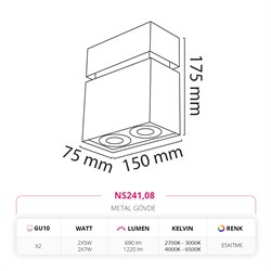 Nevo Sıva Üstü LED Spot Eskitme NS241