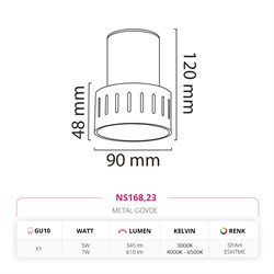 Nevo Sıva Üstü LED Spot Eskitme Siyah NS168
