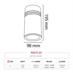 Nevo Sıva Üstü Led Spot Eskitme Siyah NS217