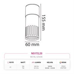 Nevo Sıva Üstü LED Spot Eskitme Siyah NS172
