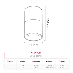 Nevo Sıva Üstü Led Spot Siyah Bakır NS260