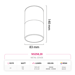 Nevo Sıva Üstü Led Spot Siyah Bakır NS258