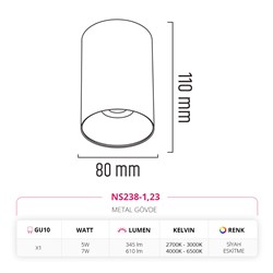 Nevo Sıva Üstü Led Spot Siyah Eskitme NS238-1