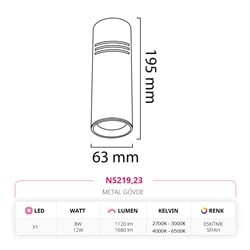 Nevo Sıva Üstü LED Spot Siyah Eskitme NS219