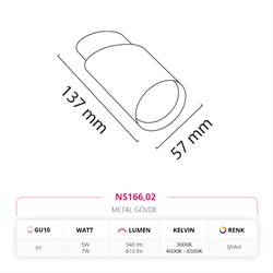 Nevo Sıva Üstü LED Spot Siyah NS166