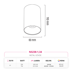 Nevo Sıva Üstü Led Spot Beyaz Bakır NS238-1