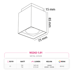 Nevo Sıva Üstü Led Spot Beyaz NS242-1