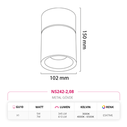 Nevo Sıva Üstü Led Spot Eskitme NS242-2