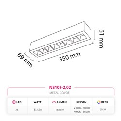 Nevo Sıva Üstü Tavan Armatürü Siyah  NS102-2