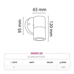 Nevo Tek Yönlü Dış Mekan Aplik Siyah NW957