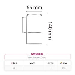 Nevo Tek Yönlü Dış Mekan Aplik Siyah NW508