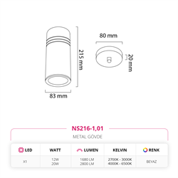 Nevo Tekli Led Sarkıt Beyaz NS216-1