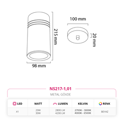 Nevo Tekli Led Sarkıt Beyaz NS217-1