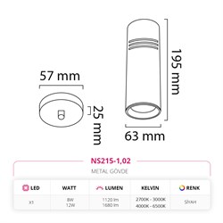 Nevo Tekli Led Sarkıt Siyah NS215-1
