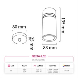 Nevo Tekli Led Sarkıt Siyah NS216-1