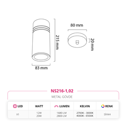 Nevo Tekli Led Sarkıt Siyah NS216-1