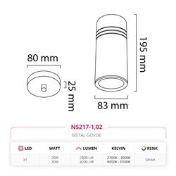 Nevo Tekli Led Sarkıt Siyah NS217-1