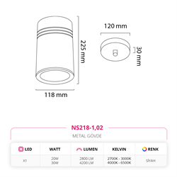 Nevo Tekli Led Sarkıt Siyah NS218-1