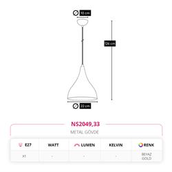 Nevo Tekli Sarkıt Beyaz Gold NS2049