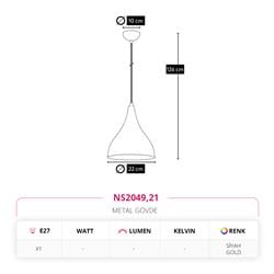 Nevo Tekli Sarkıt Siyah Gold NS2049