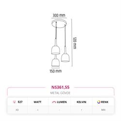 Nevo Üçlü Dekoratif Sarkıt NS361
