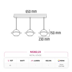 Nevo Üçlü Sarkıt Eskitme Siyah NS362