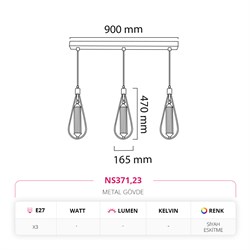 Nevo Üçlü Sarkıt Eskitme Siyah NS371