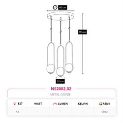 Nevo Üçlü Sarkıt Siyah NS2002