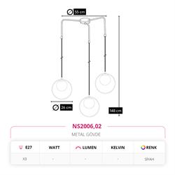 Nevo Üçlü Sarkıt Siyah NS2006