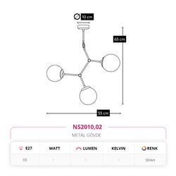 Nevo Üçlü Sarkıt Siyah NS2010