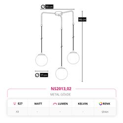 Nevo Üçlü Sarkıt Siyah NS2013