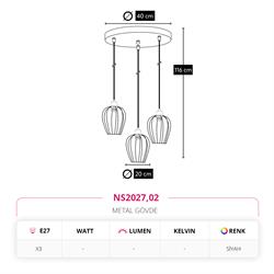 Nevo Üçlü Sarkıt Siyah NS2027