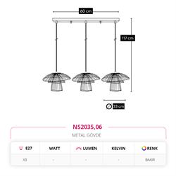 Nevo Üçlü Sıralı Sarkıt Bakır NS2035