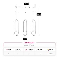 Nevo Üçlü Sıralı Sarkıt Gold NS2003