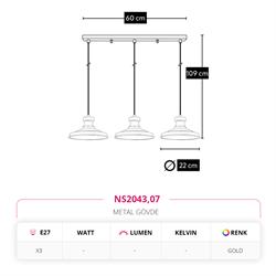 Nevo Üçlü Sıralı Sarkıt Gold NS2043